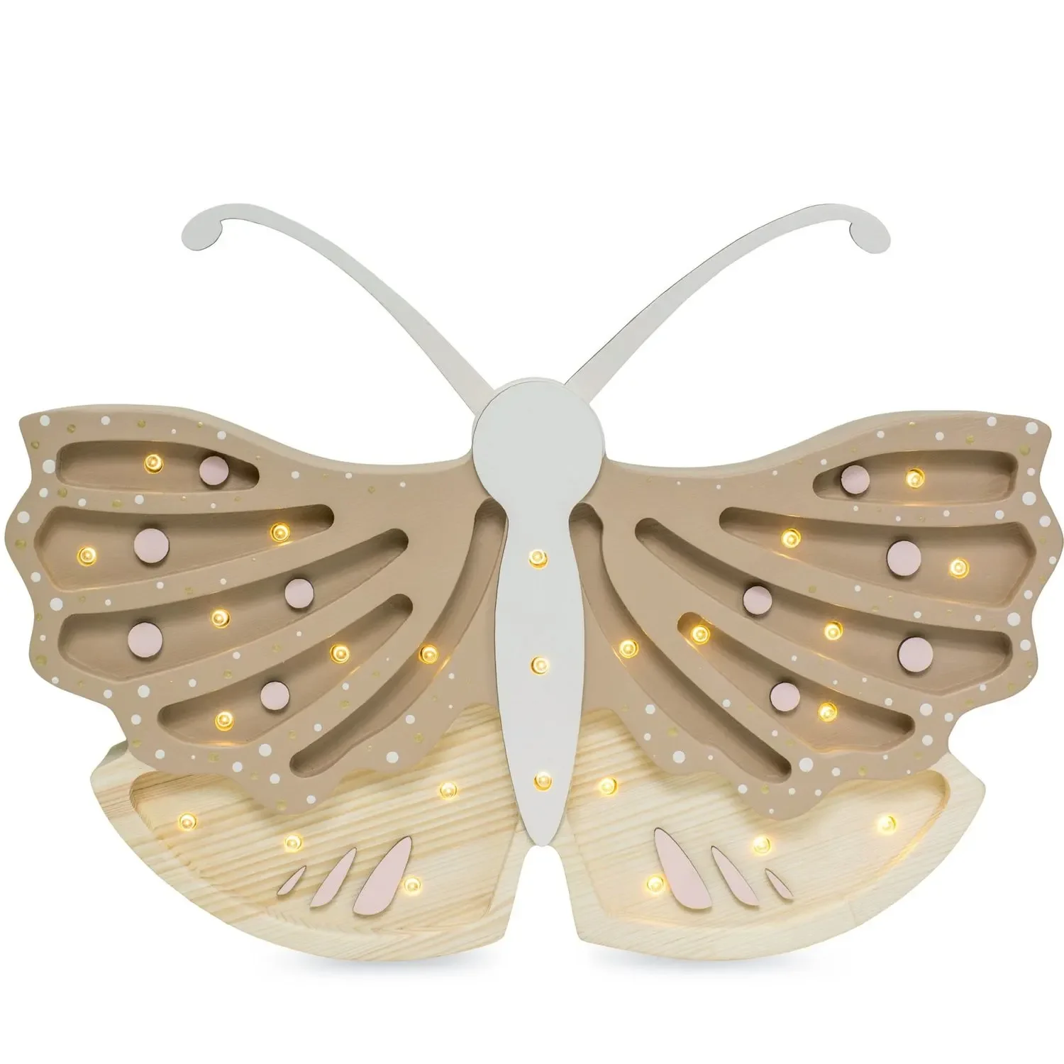 "Little Lights Nachtlicht Kinder, Nachtlampe Schmetterling - 100% Kiefernholz natur, Farbe: Kaffee-Creme image"