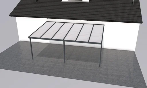 "Terrassendach Premium, anthrazit, 6110 x 4060 mm - Polycarbonat Stegplatten 16 mm, weiß gestreift image"