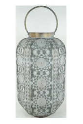 Antique metal lantern with glass insert