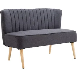 2-Sitzer Couch Stoffsofa Polstersofa Sitzmöbel Holz dunkelgrau 117 x 56,5 x 77 c