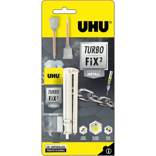 "Uhu Turbo Fix² Flüssigmetall 2-Komponenten-Klebstoff 10g image"