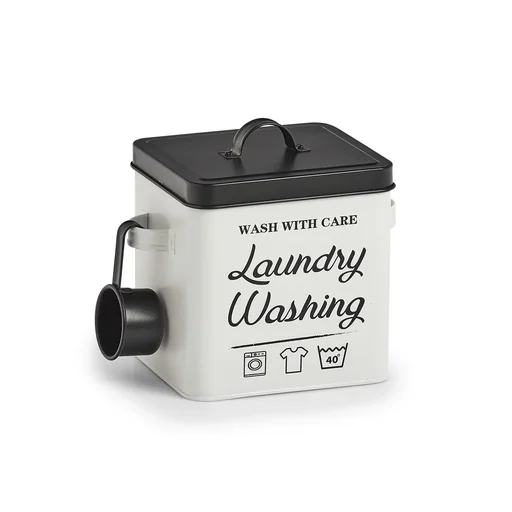 "Waschpulver-Box "Laundry", Metall, weiß/schwarz image"