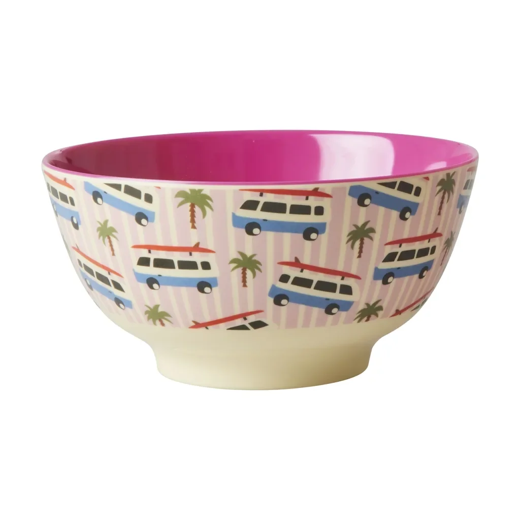 "RICE Teller, Schüssel - Pink Cars Print, Melamin, Größe: mittel image"