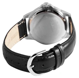 Analoge Herrenarmbanduhr mit Echtlederband und Datumsanzeige