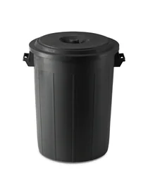 Futtertonne mit Deckel, 70 Liter, Schwarz