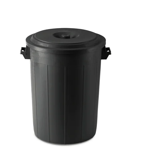 Futtertonne mit Deckel, 70 Liter, Schwarz