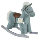 Kinder Schaukelpferd Baby Schaukeltier mit Tiergeräusche Spielzeug Haltegriffe für 18-36 Monate Plüsch Blau 65 x 26 x 55