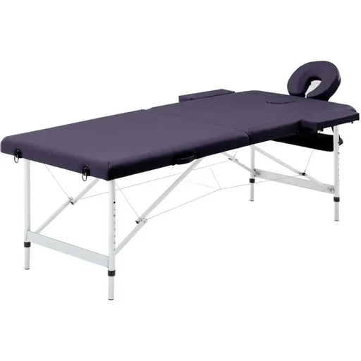"Klappbarer Massagetisch 2 Zonen Aluminium Wein lila image"