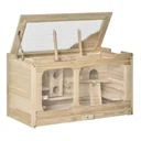 Hamsterkäfig Holz Nagerkäfig Mäusekäfig mit Rampe Schaukel Nagervilla Oben aufklappbar Massivholz PS Natur 78 x 40 x 44