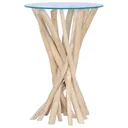 Couchtisch mit Glasplatte 35x50 cm aus massivem Teakholz