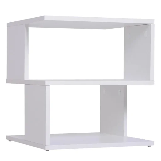 "Beistelltisch Betttisch mit modernes Design, Spanplatte, Weiß, 40x40x43 cm image"