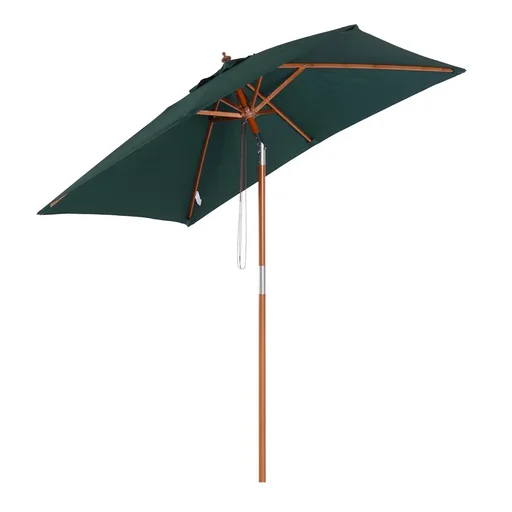"Sonnenschirm Knickbarer Gartenschirm Strandschirm 3-stufig einstellbar Tannenholz+Polyester Grün 200 x 150 x 230 cm image"