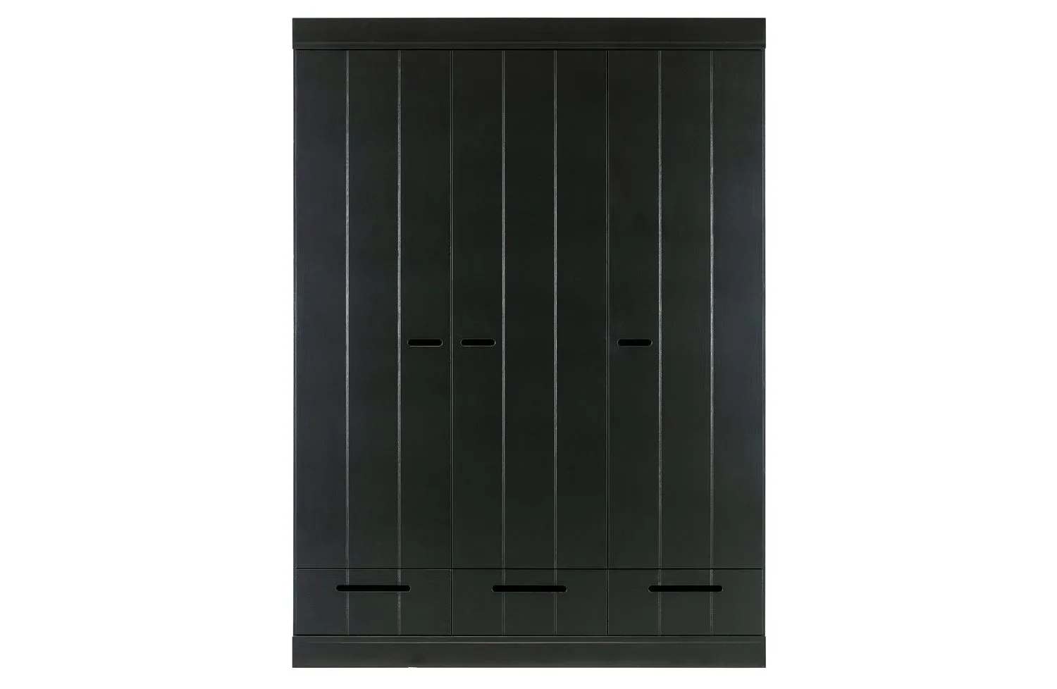 "WOOOD - Schrank Connect, 3-türig, mit 3 Schubladen, Kiefer, 195x140x53 cm, Farbe: schwarz image"