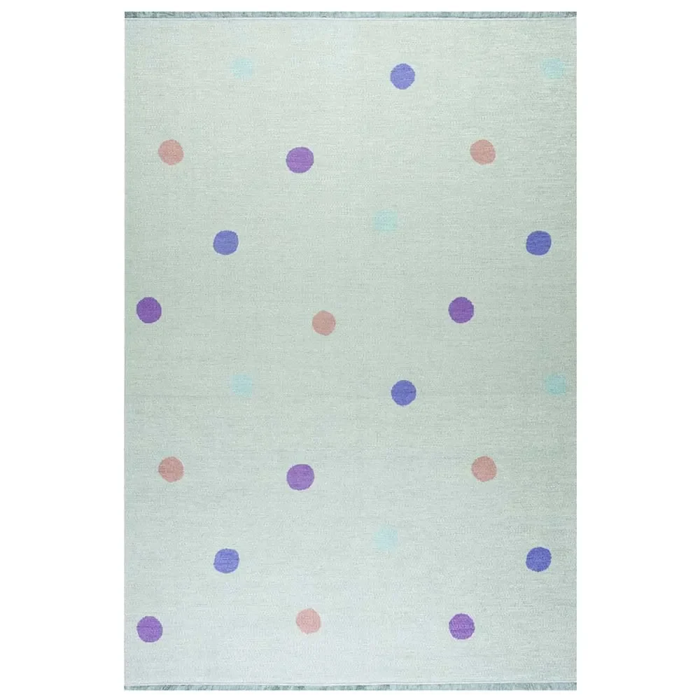 "Livone Kinderteppich waschbar mint Punkte bunt, Teppichgrösse: 140 x 190 cm image"