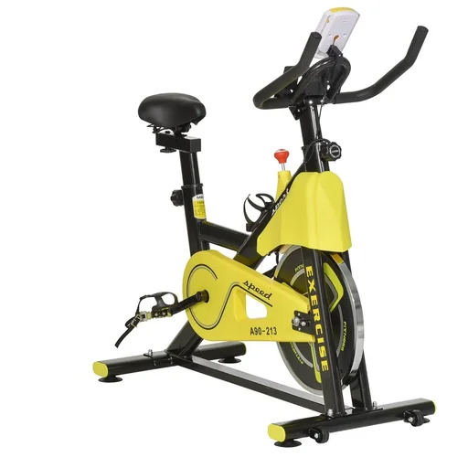 "Fahrradtrainer höhenverstellbarer Heimtrainer Fitnessfahrrad Rollentrainer mit Riemenantrieb LCD-Display Stahl ABS Gelb+ image"