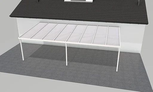 "Terrassendach Premium, weiß, 8125 x 4060 mm - Polycarbonat Stegplatten 16 mm, weiß gestreift image"