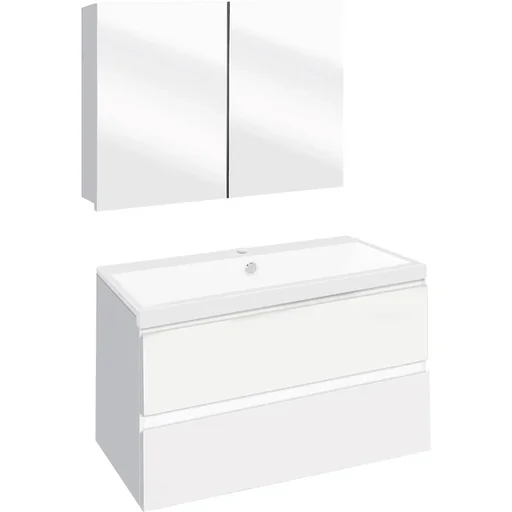 "Concept Badezimmermöbel met Spiegelschrank 80cm - Weiss/Weiss image"
