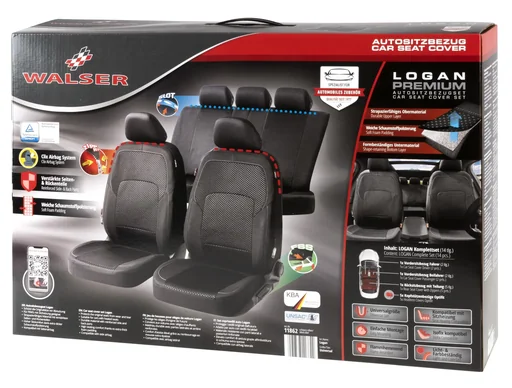 "Autositzbezug Logan Premium , schwarz-silber , Komplettset 14-teilig image"