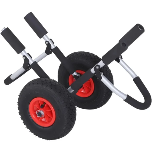 "Kanuwagen Kajakwagen Surfwagen klappbar gepolstert PU-Reifen Alu Silber bis 45 kg L65 x B38 x H52 cm image"