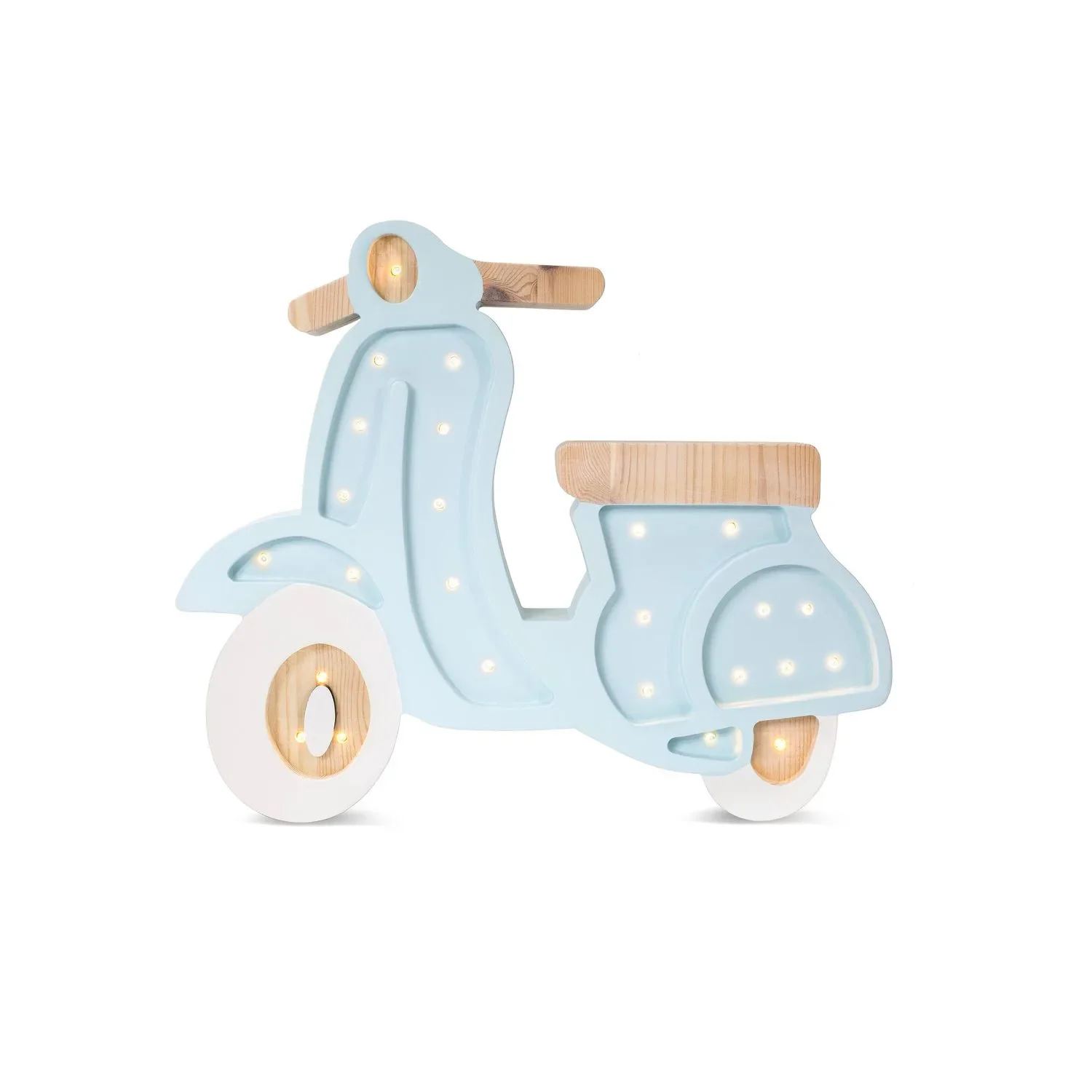 "Little Lights Nachtlicht Kinder, Nachtlampe Vespa-Roller - 100% Kiefernholz natur, Farbe: Azzurro image"