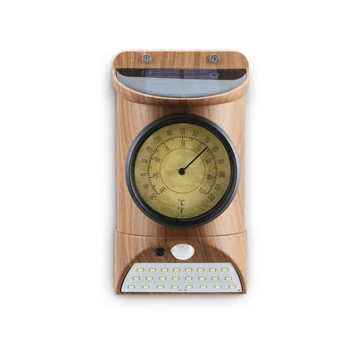 "Solar Leuchte mit Thermometer und Bewegungsmelder in Holzoptik image"