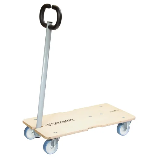 "Transporthilfe MM 1333, 74-101 x 37 x 14,5 cm, softe Rollen Ø 100 mm, Rollenlager, 2 Bremsen, FSC®, Tragkraft 200 kg image"