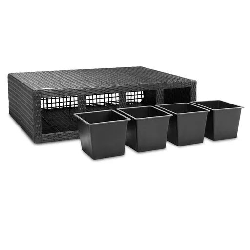 "Pflanzgefäß Polyrotan schwarz 95 x 27 x 60cm geeignet für 4 Pflanzen image"