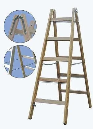 Sprossen-Doppelleiter 2 x 5 Holz