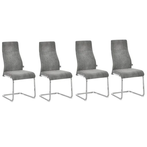"Esszimmerstühle 4er Set Küchenstuhl mit Rückenlehne Sitzfläche Velvet-Touch Stahl Grau 45 x 61 x 98 cm S-Förmige Essgrup image"