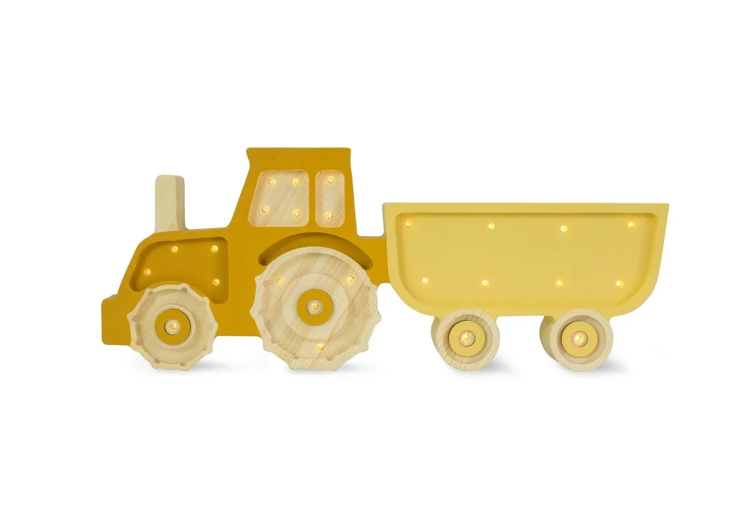 "Little Lights Nachtlicht Kinder, Nachtlampe Traktor - 100% Kiefernholz natur, Farbe: Senf image"