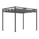 Pergola Pavillon Terrassenüberdachung mit Schiebedach Polyester Grau 298 x 213 x 222 cm