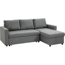 Ecksofa mit Schlaffunktion Stauraum Eckcouch mit Bettkasten Chaiselongue Schlafsofa Stoffsofa L-Form Leinen-Touch Hellgr