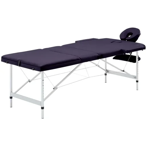 "Klappbarer Massagetisch 3 Zonen Aluminium Wein lila image"