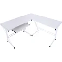 Computertisch Schreibtisch flexible Arbeitsstation MDF Stahl Weiß 210 x 50 x 73,5 cm