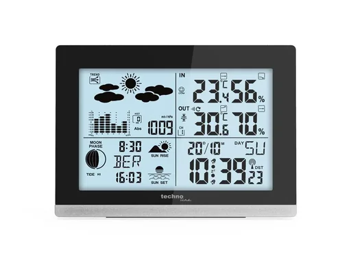 "WS6762 Funk-Wetterstation mit Außensensor – DCF Funkuhr, Innen- & Außentemperatur, Luftfeuchtigkeit, Wettertrend, Mondphase, großes LCD Display, Wecker mit Datum & Uhrzeit image"