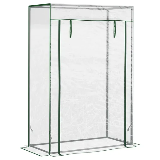 "Gewächshaus Frühbeet Tomatengewächshaus mit Rolltor Stahl PE transparent 100 x 50 x 149 cm image"