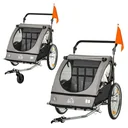 2 in 1 Kinderanhänger Fahrradanhänger Kinderwagen mit Aufbewahrungstasche zweilagige Stahlrohrverschachtelung Metall Oxf