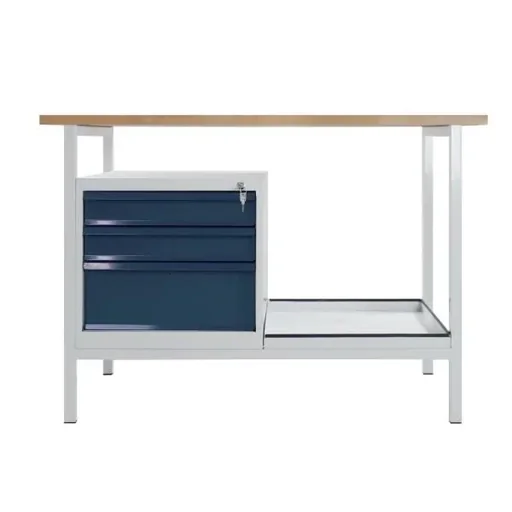 "Werkbank Eko, 3 Schubladen, RAL 7035/7016, L1200xB600xH825mm, image"