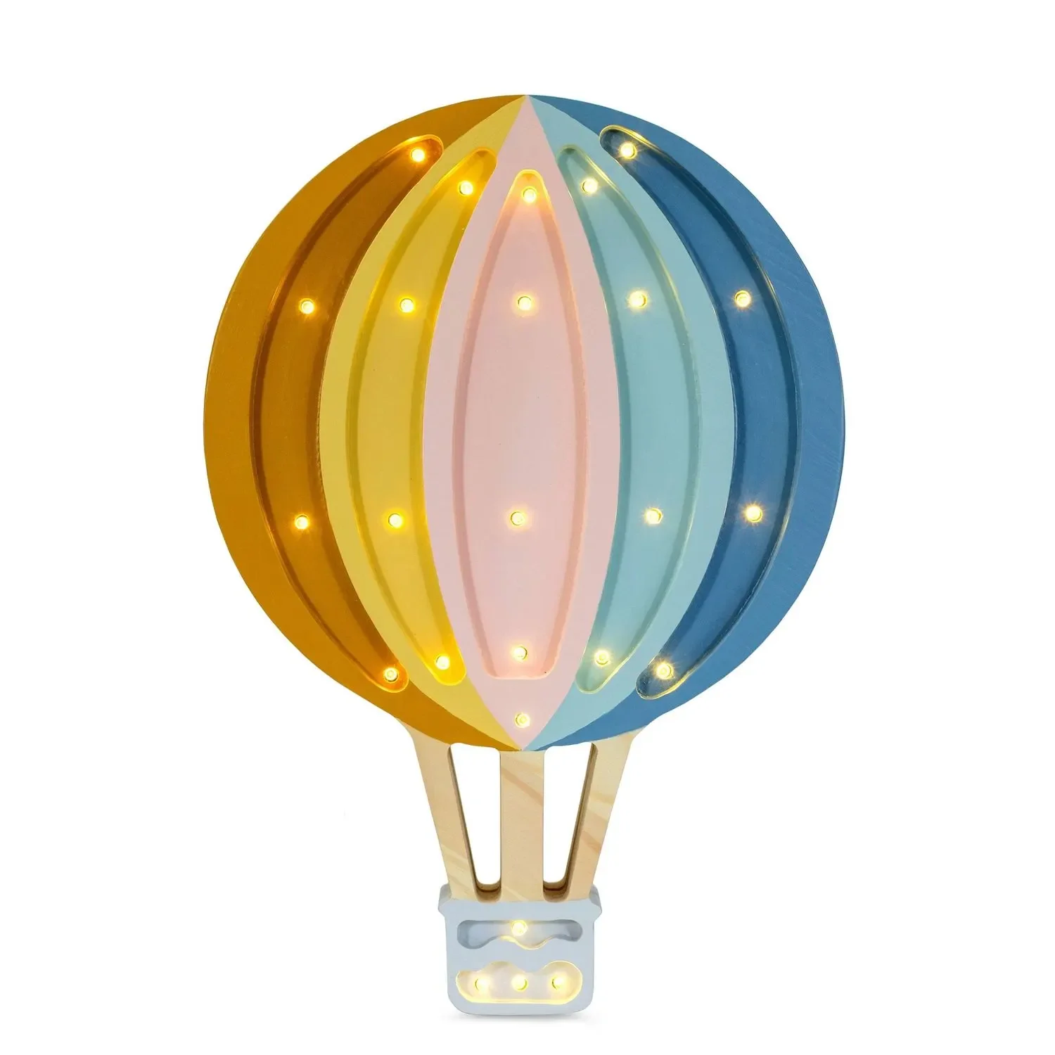 "Little Lights Nachtlicht Kinder, Nachtlampe Heißluftballon - 100% Kiefernholz natur, Farbe: Retro-Regenbogen image"