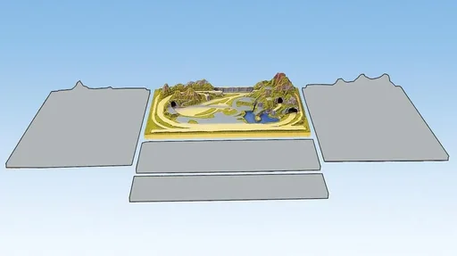 "Fertiggelände Cortina - 100 x 69 cm, ca. 21 cm hoch, Spur Z, koloriert und begrast, auf Holzrahmen image"