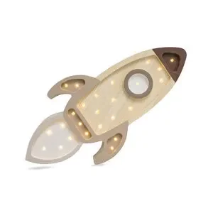 "Little Lights Nachtlicht Kinder, Nachtlampe Raketenschiff - 100% Kiefernholz natur, Farbe: Cappuccino Holz image"
