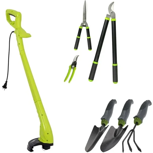 "Komplettes Gartenset 7-teilig mit Rasentrimmer, Heckenschere und kleinen Gartengeräten image"