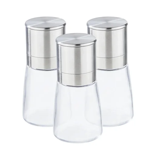 Gewürzmühlen, Edelstahl/ Glas, 3er-Set