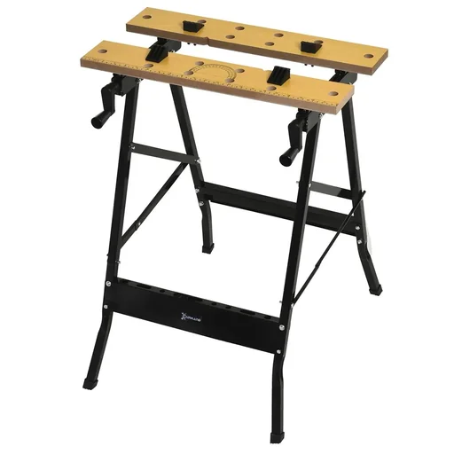 "Verstellbare Werkbank Stahl MDF natur, schwarz image"