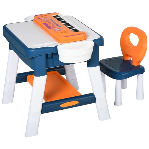 "2-in-1 Kinderspieltisch mit Keyboard und Bausteinen image"
