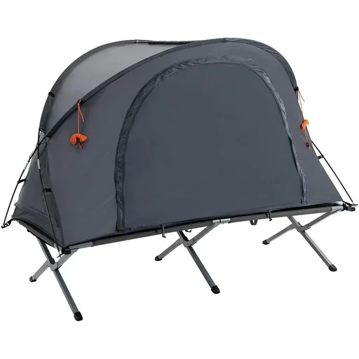 "Campingzelt 1 Personen - inkl. Bett und Matratze - Grau - 200 x 86 x 147 cm image"