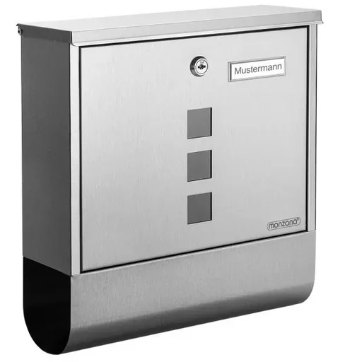 "Briefkasten mit Zeitungshalter Edelstahl silber image"