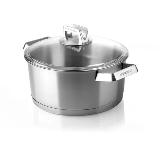 "Mehrzer Premium - Niedriger Kochtopf mit Deckel - 24 cm - Edelstahl image"