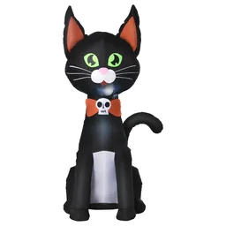 Aufblasbare Schwarze Katze Figur Halloween Deko für Innen- und Außenbereich Luft