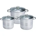 Töpfe und Pfannen 6 Stück - mit Glasdeckeln - 5.3L, 6.8L und 8.8L - rostfreier Stahl